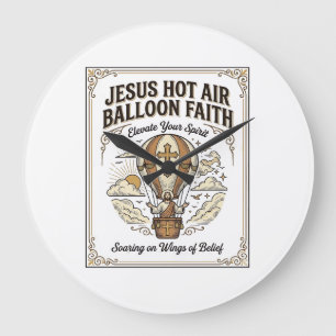 Jesus Heißluftballon Glaube Jesus Heißluftballon  Große Wanduhr