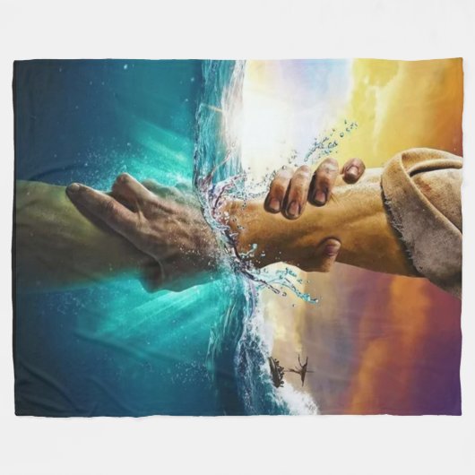 JESUS HELPING HAND FLEECEDECKE (Vorderseite (Horizontal))