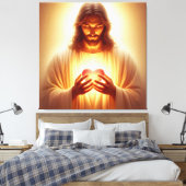 Jesus Herz in den Händen Leinwand Print Picture 1 (Insitu (Schlafzimmer))