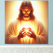 Jesus Herz in den Händen Leinwand Print Picture 1 (Insitu (Holzboden))