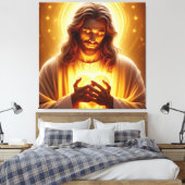 Jesus Herz in den Händen Leinwand Print Picture 2 (Insitu (Schlafzimmer))