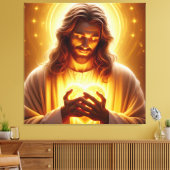 Jesus Herz in den Händen Leinwand Print Picture 2 (Insitu (Wohnzimmer))
