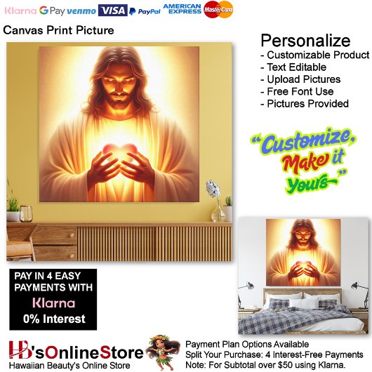 Jesus Herz in den Händen Leinwand Print Picture 2