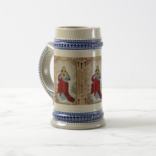 Jesus-Herz Stein Bierglas (Vorderseite Links)
