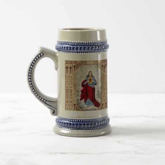 Jesus-Herz Stein Bierglas (Links)