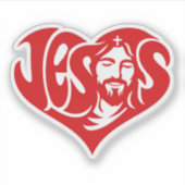 Jesus-Herz-Typografie Aufkleber (Vorderseite)