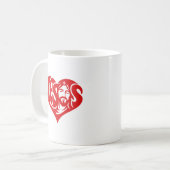 Jesus-Herz-Typografie Kaffeetasse (Vorderseite Links)