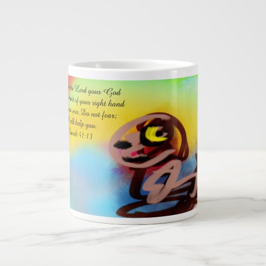 Jesus hier Jumbo-Tasse (Vorderseite)