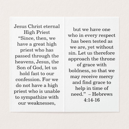Jesus High Priest Prayer Card (Innenseite Aufgefaltet)