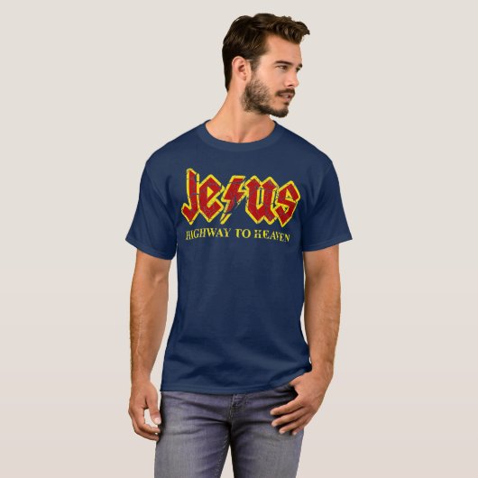 Jesus Highway to Heaven Funny Christlich T-Shirt (Vorne ganz)