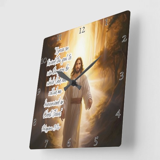 Jesus: Himmlischer Ruf, göttlicher Preis Quadratische Wanduhr (Winkel)