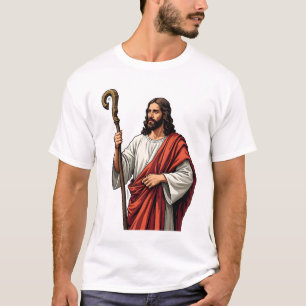 Jesus Hirtenstab Vintage Gravur T-Shirt 2