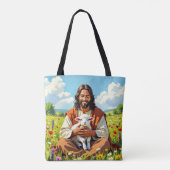 Jesus holding a Lamb | Religious Christian Tasche (Rückseite)