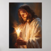 Jesus Holding Candle Art Poster (Vorne)