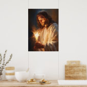 Jesus Holding Candle Art Poster (Küche)