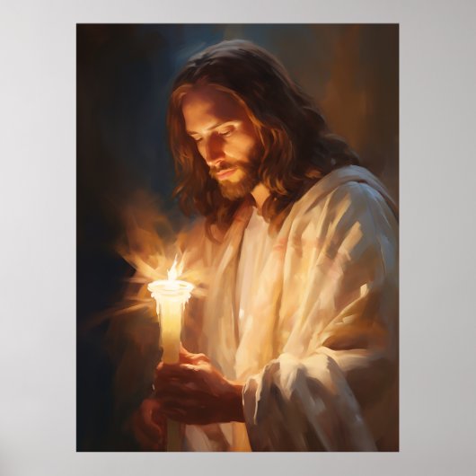 Jesus Holding Candle Art Poster (Vorne)