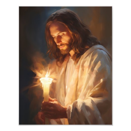 Jesus Holding Candle Foto (Vorne)