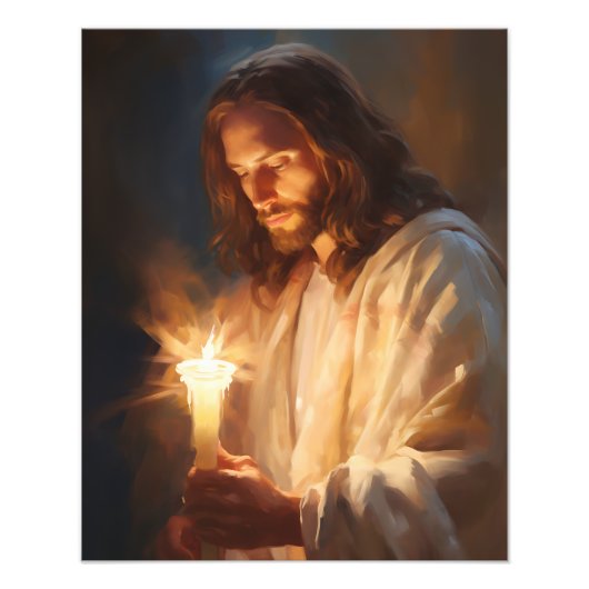 Jesus Holding Candle Foto (Vorne)