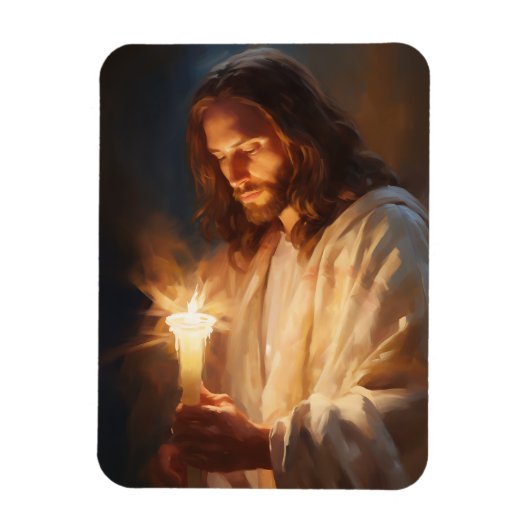 Jesus Holding Candle Magnet (Vertikal)