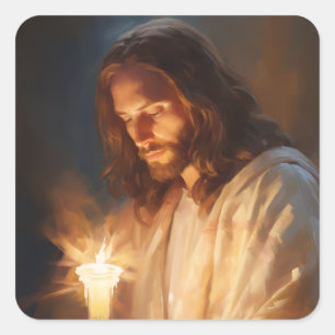 Jesus Holding Candle Stickers