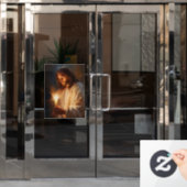Jesus Holding Candle Window Fensteraufkleber (Büro Tür)