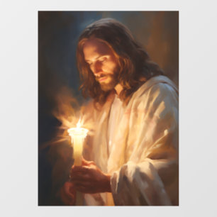 Jesus Holding Candle Window Fensteraufkleber