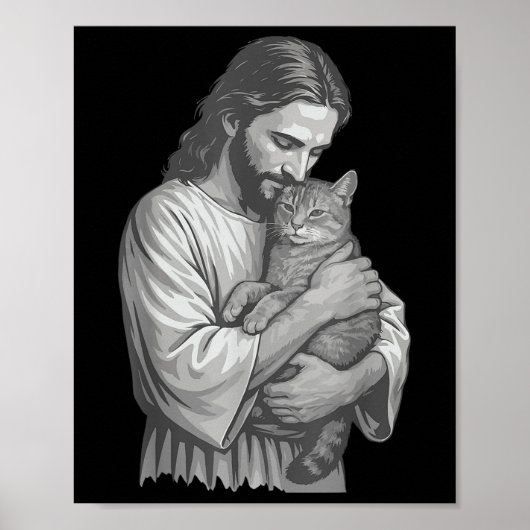 Jesus Holding Cat Poster (Vorne)