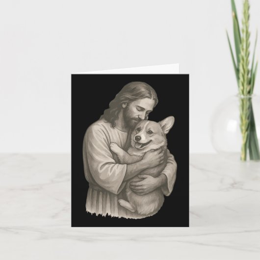 Jesus Holding Corgi Karte (Vorderseite)