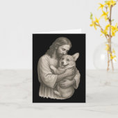 Jesus Holding Corgi Karte (Gelbe Blume)