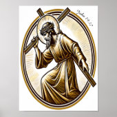 Jesus Holding Gold Cross rückwärtig Poster (Vorne)