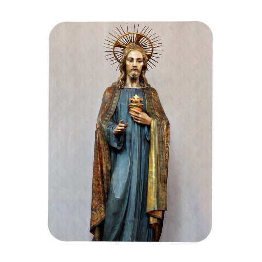 Jesus Holding Golden Sacred Heart Magnet (Vertikal)