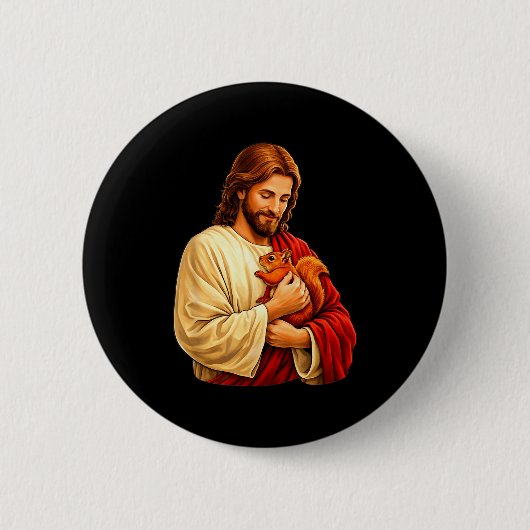 Jesus holding squirrel christian  button (Vorderseite)