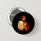 Jesus holding squirrel christian  button (Vorne & Hinten)