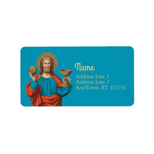 Jesus Holding Up the Eucharist (SNV 050) Adressaufkleber (Vorne)