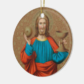 Jesus Holding up the Eucharist (SNV 050) Keramik Ornament (Links)