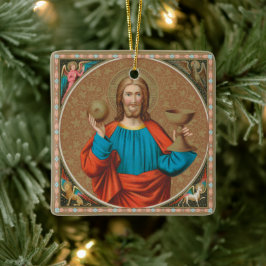Jesus Holding Up the Eucharist (SNV 050) Keramikornament