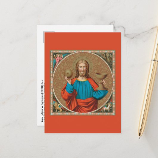 Jesus Holding Up the Eucharist (SNV 050) Postkarte (Vorderseite/Rückseite Beispiel)