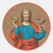 Jesus Holding Up the Eucharist (SNV 050) Runder Aufkleber (Vorderseite)