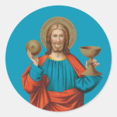 Jesus Holding Up the Eucharist (SNV 050) Runder Aufkleber (Vorderseite)