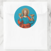 Jesus Holding Up the Eucharist (SNV 050) Runder Aufkleber (Tasche)
