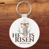 Jesus hölzern Ostern Er ist katholisch Risen Schlüsselanhänger (Vorderseite)
