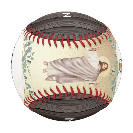 Jesus hölzernes Kreuz Er ist römisch-katholisch Baseball (Vorderseite)