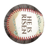 Jesus hölzernes Kreuz Er ist römisch-katholisch Baseball (Vorderseite Links)