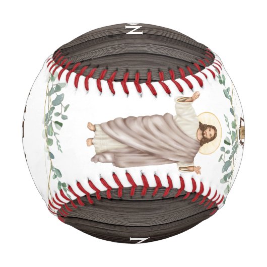 Jesus Holzkreuz Er ist der Risen Katholische Baseb Baseball (Vorderseite)