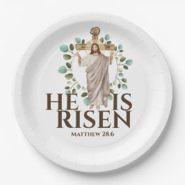 Jesus Holzkreuz Er ist Riser Osterurlaub Pappteller