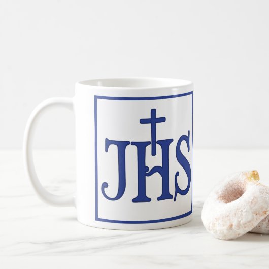Jesus Hominum Salvator Kaffeetasse (Mit Donut)