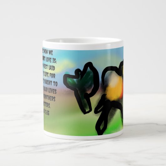 Jesus hört uns Jumbo-Tasse (Vorderseite)
