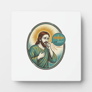 Jesus hustet mittlere Sprachnotiz Audio-Nachricht Fotoplatte
