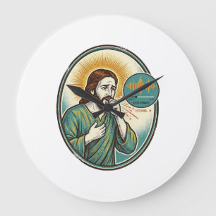 Jesus hustet mittlere Sprachnotiz Audio-Nachricht  Große Wanduhr