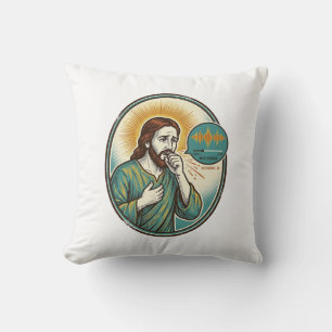 Jesus hustet mittlere Sprachnotiz Audio-Nachricht Kissen